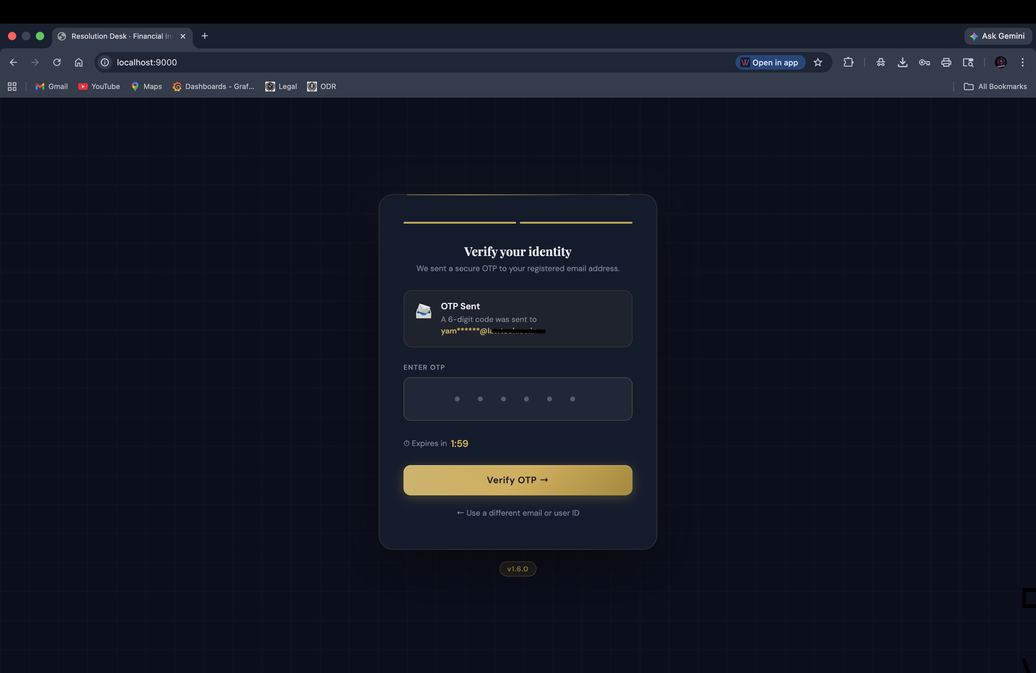 Resolution Desk OTP Login